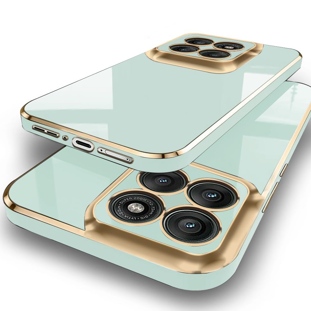 TheGiftKart Luxurious Golden-Plated Back Cover Case for Motorola Moto Edge 70 Fusion 5G | Raised Lips for Camera & Screen Protection | Shockproof Design | Stylish Back Cover Case (TPU, Green)