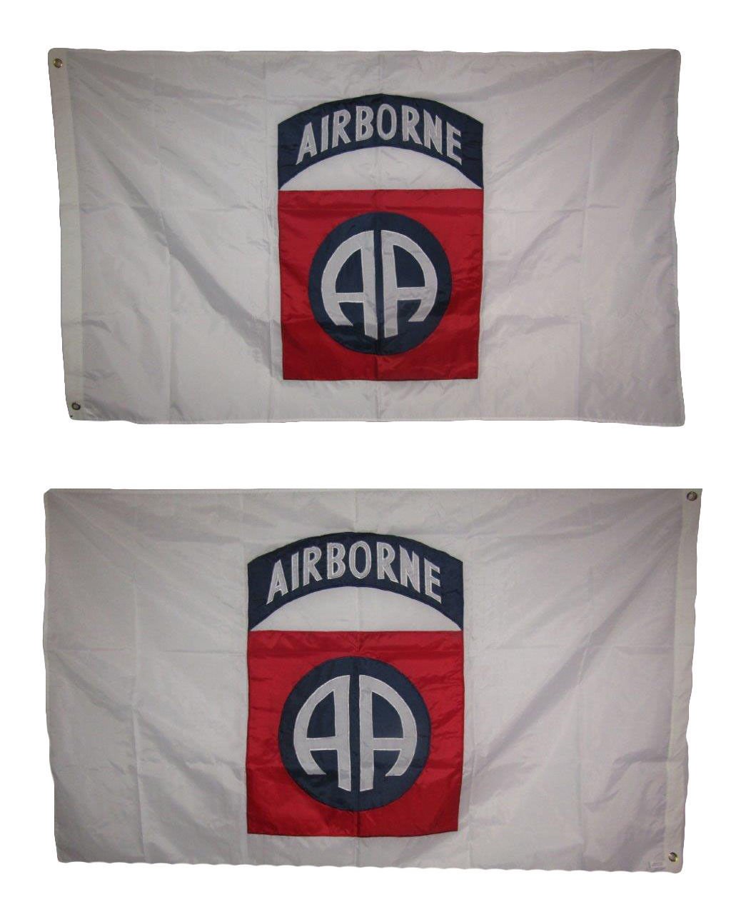 3x5 Embroidered Airborne 82nd Division Double Sided 210D Nylon Flag 3'x5' Clips Banner Grommets Double Stitched Fade Resistant Premium Quality