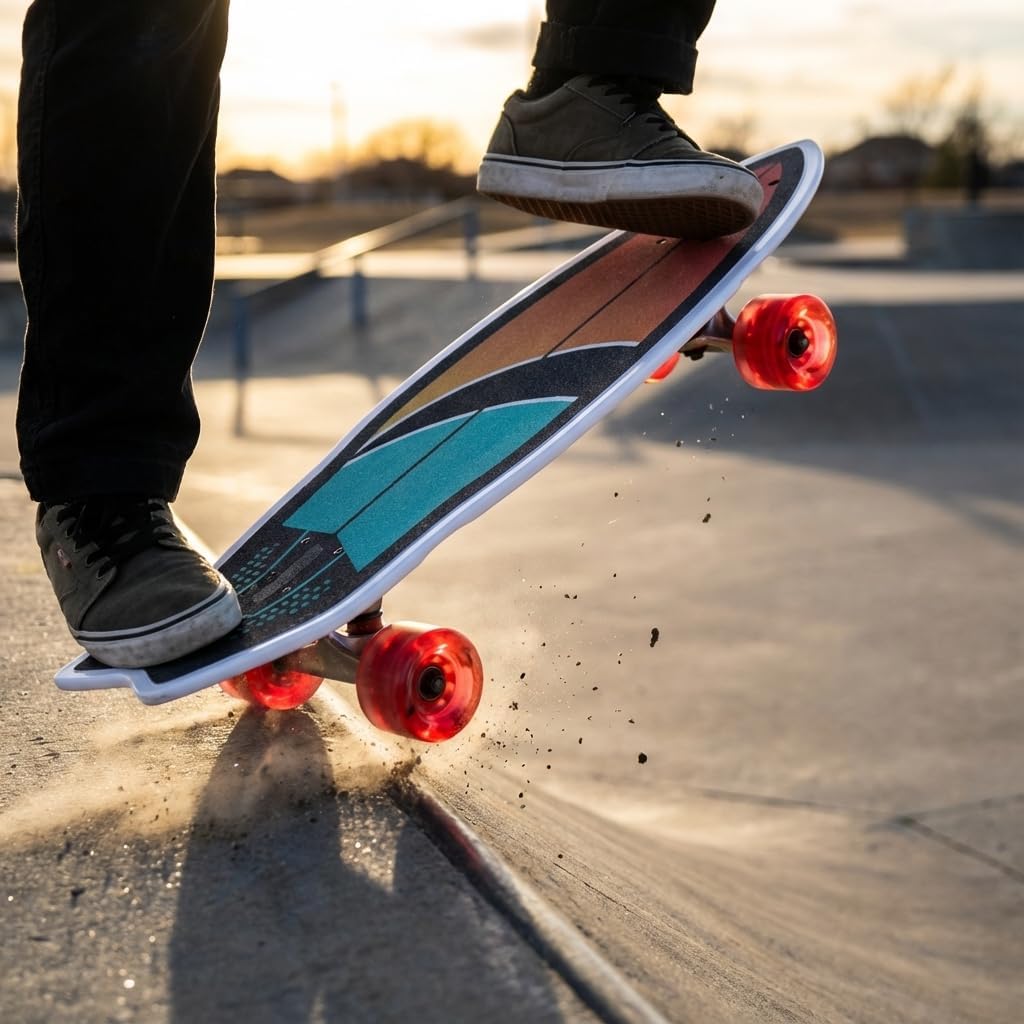 Surfskate Kids Skateboard Surf Skate Trucks for Kids Front Caster Wheel Rotates Easily for Children Great Pumping Power Heavy Duty Trucks in Rear Graphics on Grip Tape