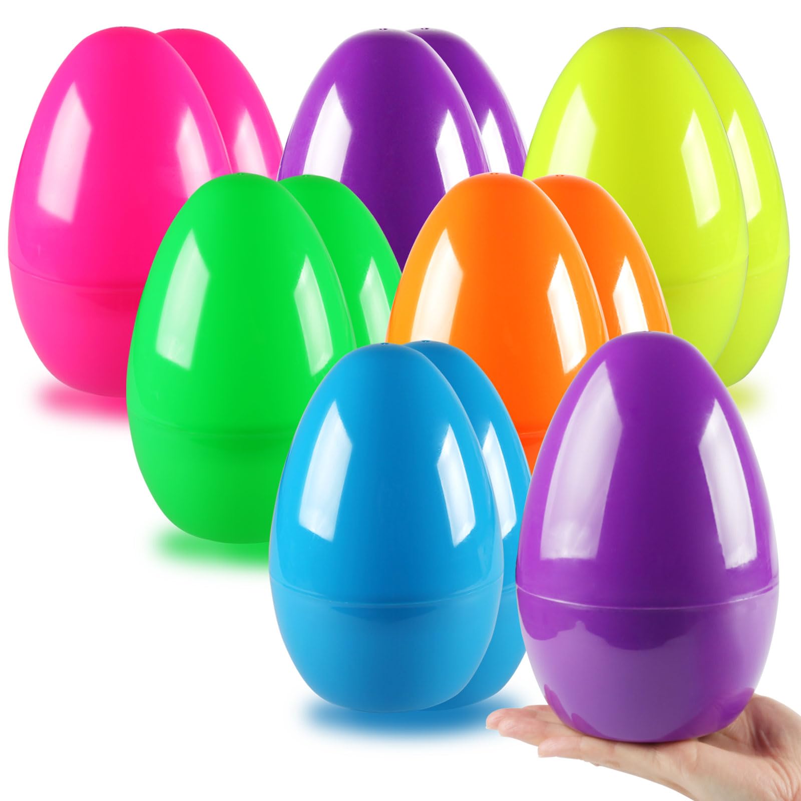 ROSAUI 7.87” Fillable Easter Eggs 12Pcs Empty Plastic Eggs - Easter Egg Hunts Jumbo Easter Egg - Holiday Candy & Surprises Gift Box - Easter Basket Stuffers Fillers – Easter Hanging Decor