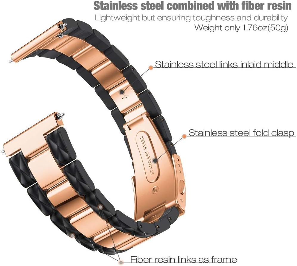 Best Deal Abanen for Garmin Venu/Vivoactive 3 Watch Band,20mm Stainless Steel and Resin Combined Quick Release Wristband Strap for Garmin Venu Sq, Samsung Galaxy Active 2 40mm 44mm (Black-Rose Gold) Black Friday - 50% OFF Abanen for Garmin Venu/Vivoactive 3 Watch Band,20mm Stainless Steel and Resin Combined Quick Release Wristband Strap for Garmin Venu Sq, Samsung Galaxy Active 2 40mm 44mm (Black-Rose Gold)