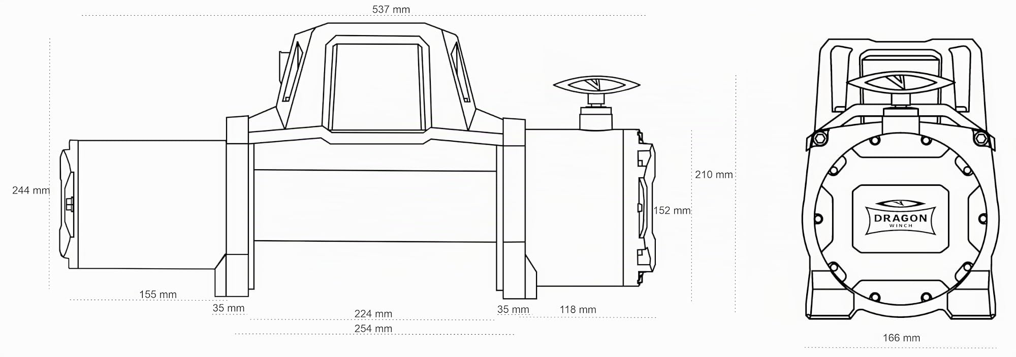 Dragon Winch Treuil électrique 12V Maverick 12000 lbs / 5443 kg avec Câble en Acier 20m pour voiture, dépanneuses et véhicules municipaux | Télécommande sans fil + accessoires treuil | Étanchéité IP67
