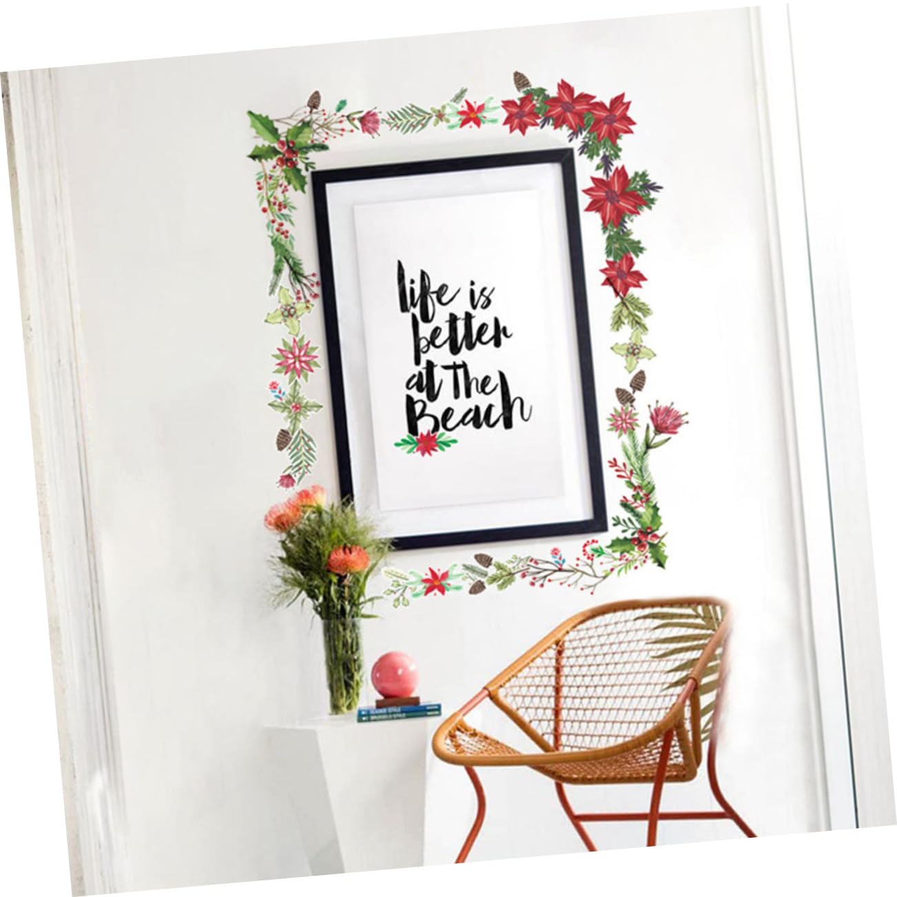 Cabilock 3 Fogli Adesivi Natalizi per Finestre PVC con Motivo Fiori Decorazione Rimovibile per Vetrine e Specchi Perfetti per Festa e Atmosfera Natalizia