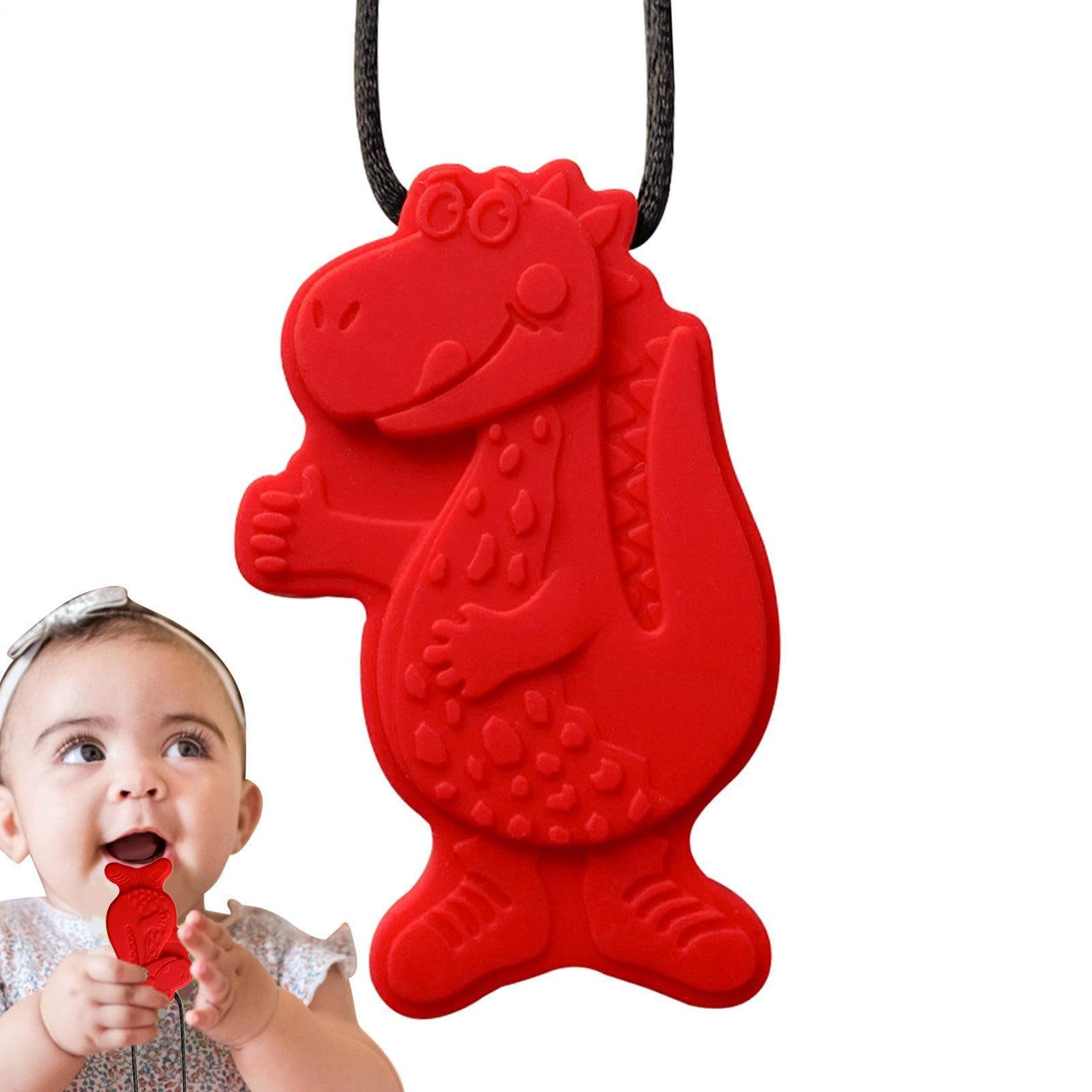 Chew Necklaces Sensory Kids - Silicone Teething Jewelry | 60g Motor Aid Pendant, ADHD Sensory Chewing Necklace Set, Durable Safe Bite Resistant Necklace Toy with Dinosaur Shape Design — view 10