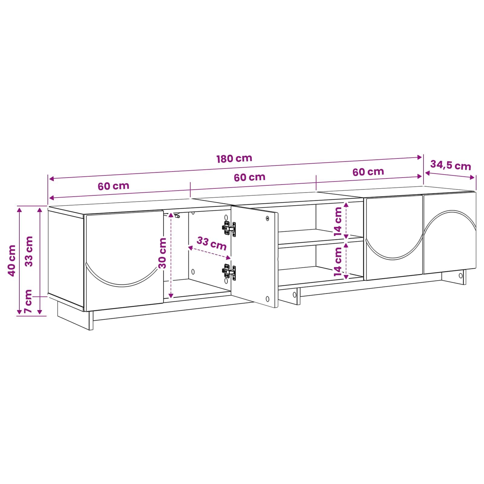 vidaXL Supporto TV 179.5 x 34.5 x 40 cm Sonoma grigio