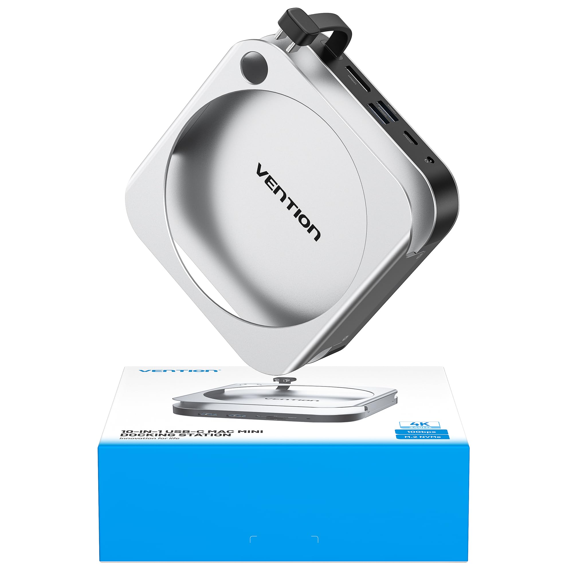 Base Mac mini M4 con salida 4K 240Hz y extensor USB C de 10 Gbps en aluminio VENTION 8