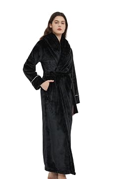 7 VEILS Womens and Mens Plush Ultra Long Robe Floor Length Bathrobes Full Length Gown Loungewear