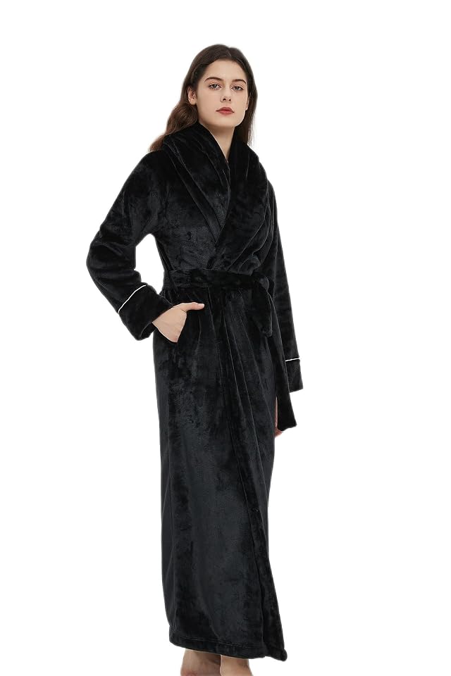 7 VEILS Womens and Mens Plush Ultra Long Robe Floor Length Bathrobes Full Length Gown Loungewear