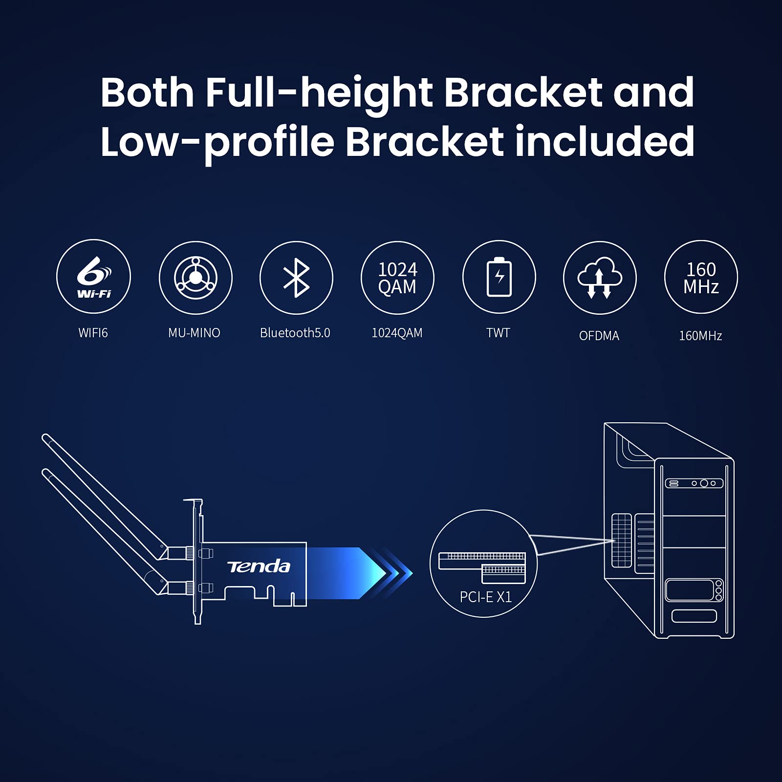 Tenda AX3000 WiFi 6 Bluetooth 5.0 WiFi Card PCIe Adapter for Gaming