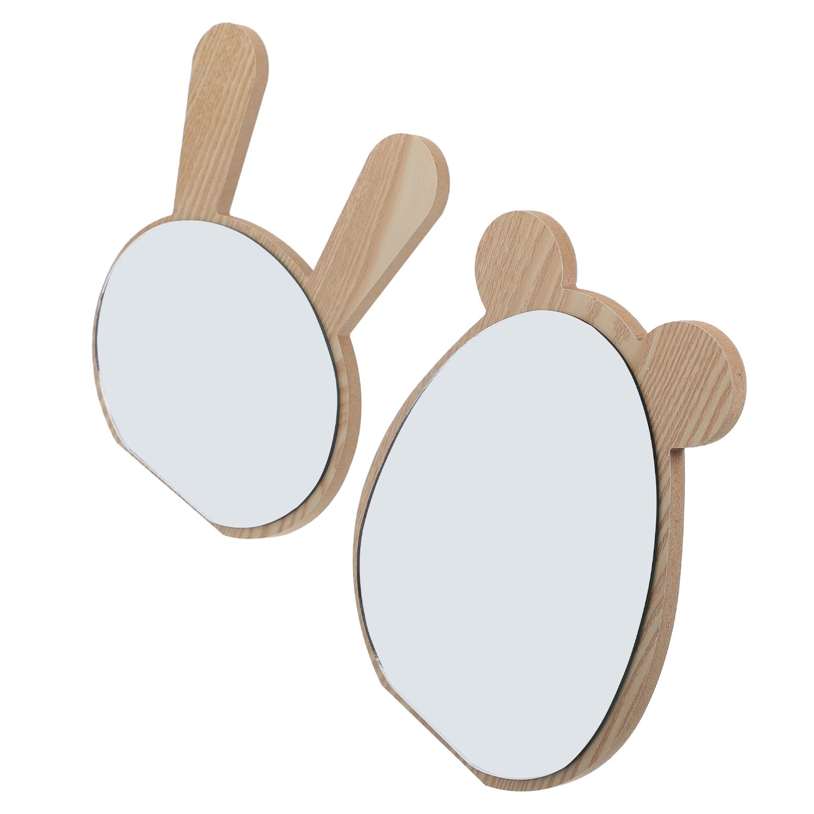 Miroir de Maquillage en Bois 2 Pcs - Design Animal pour Chambre à Coucher