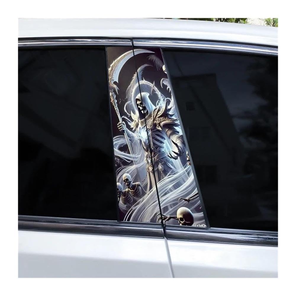 Decorative Items 2pcs Horror Grim Reaper Car Door Pillar Sticker DIY Skull Vinyl Sticker Car B-Pillar Sticker(E)