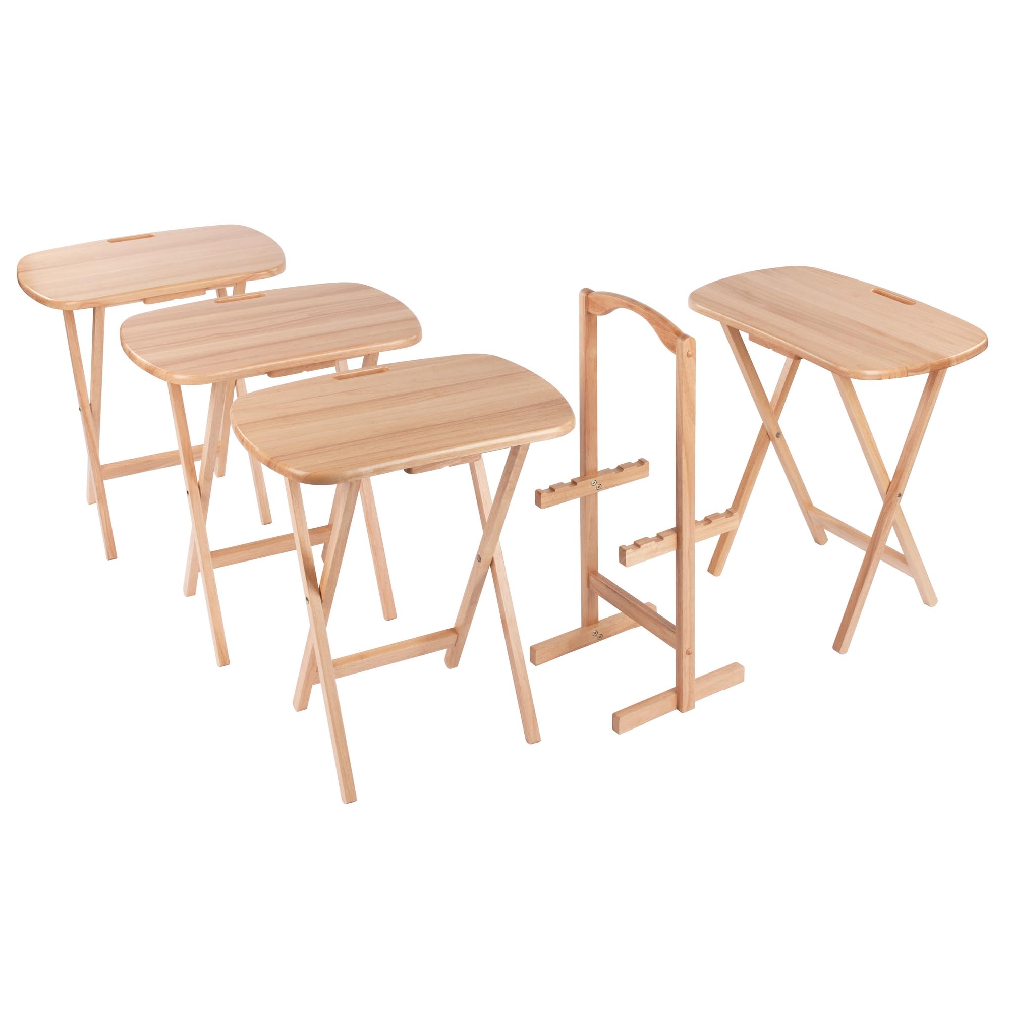Winsome Lucca 4 Snacktische mit Aufbewahrungsständer, naturfarben