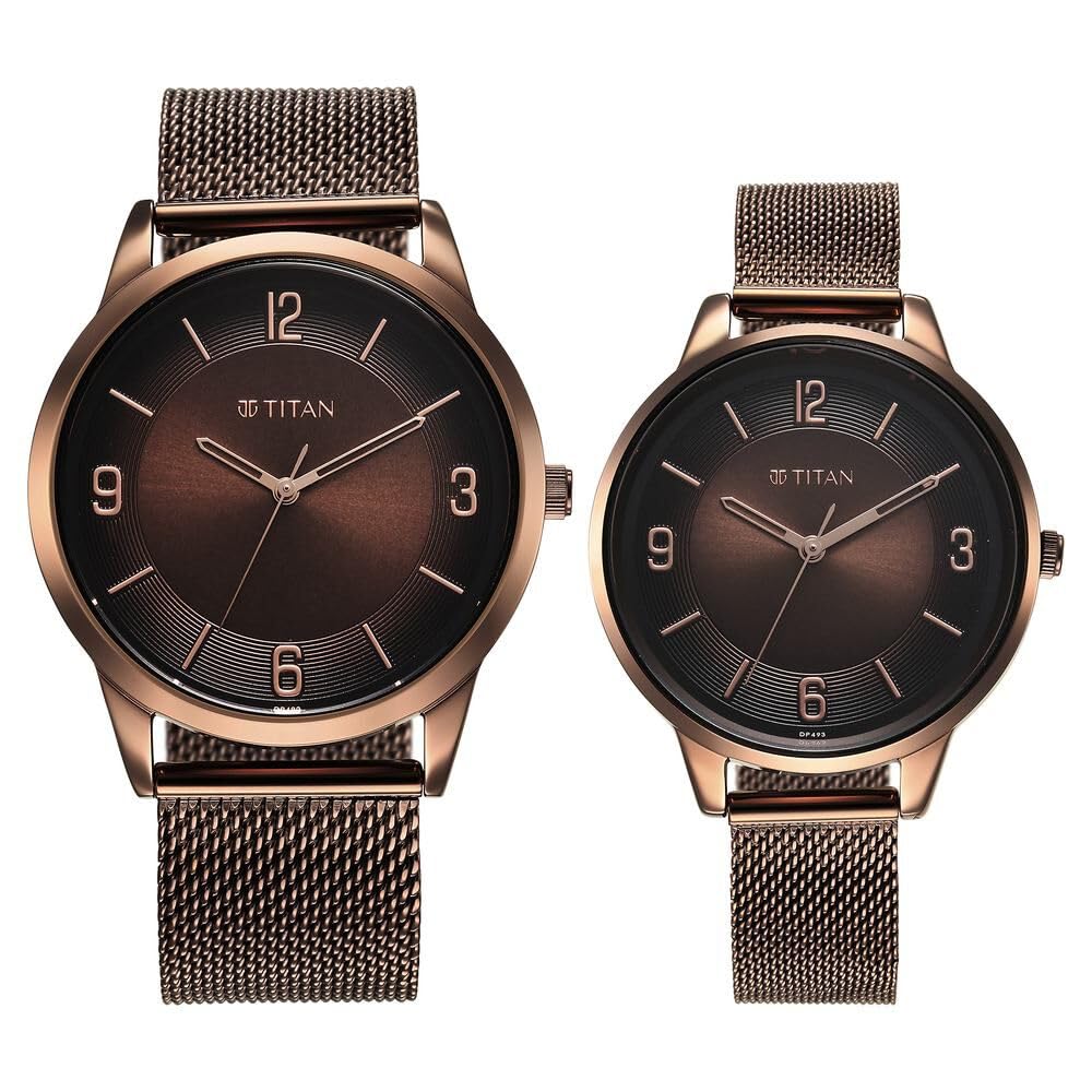 Titan Bandhan Quartz Analog Brown Dial Stainless Steel Strap Watch for Couple-18062648QM01P (B0CSZ69CHR) Amazon Price History, Amazon Price Tracker