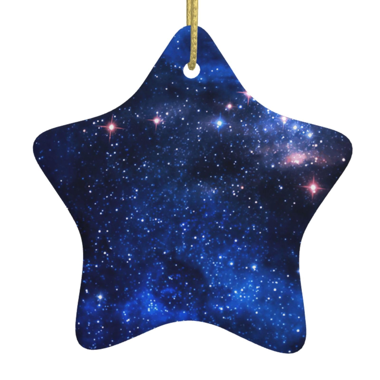 Galaxy Night Print Christmas Ornaments, Ceramic Hanging Ornament, Round Shape Decorations
