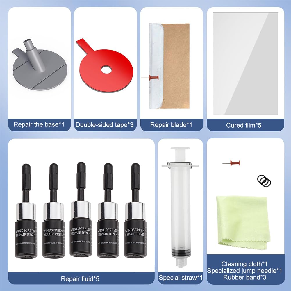 Kit Riparazione Parabrezza Auto,Kit Riparazione Vetro Auto,Set Riparazion per Parabrezza,Kits Strumenti di Riparazion Parabrezzas,Kits Riparazions Crepe Vetro,Set Repair Parabrezzas