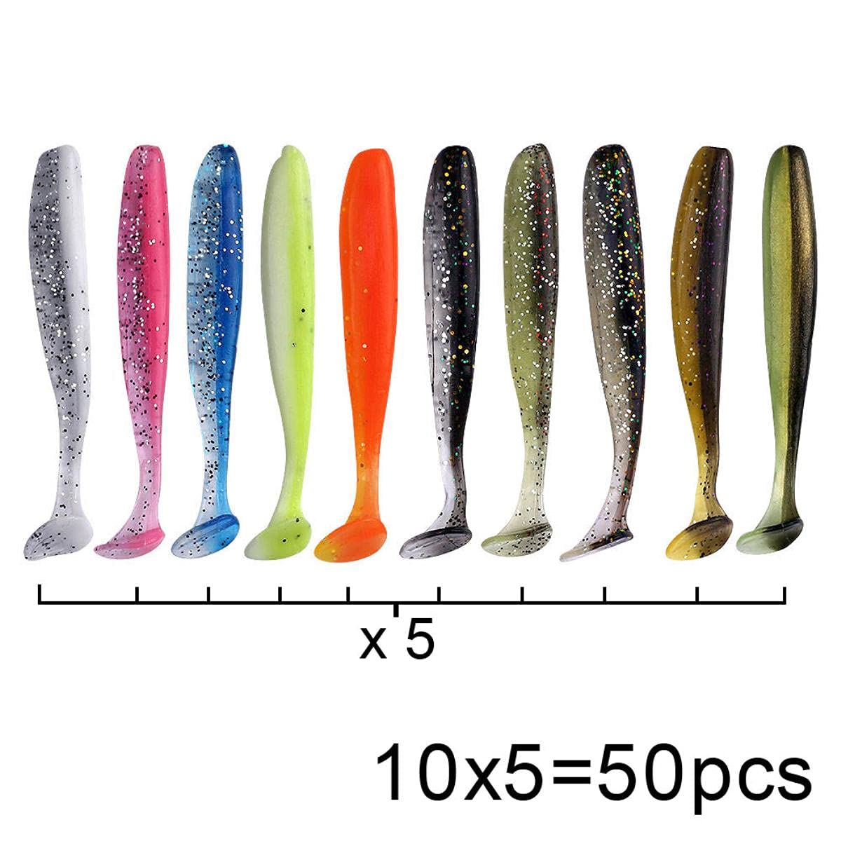 50 Pcs/Lot 7cm 10cm Leurre Doux Shad Wobbler Appât en Silicone Ver De Mer Streamer Silicone Leurre Spinnerbait Accessoires-50 pcs, Chine, 50 pcs 10 cm