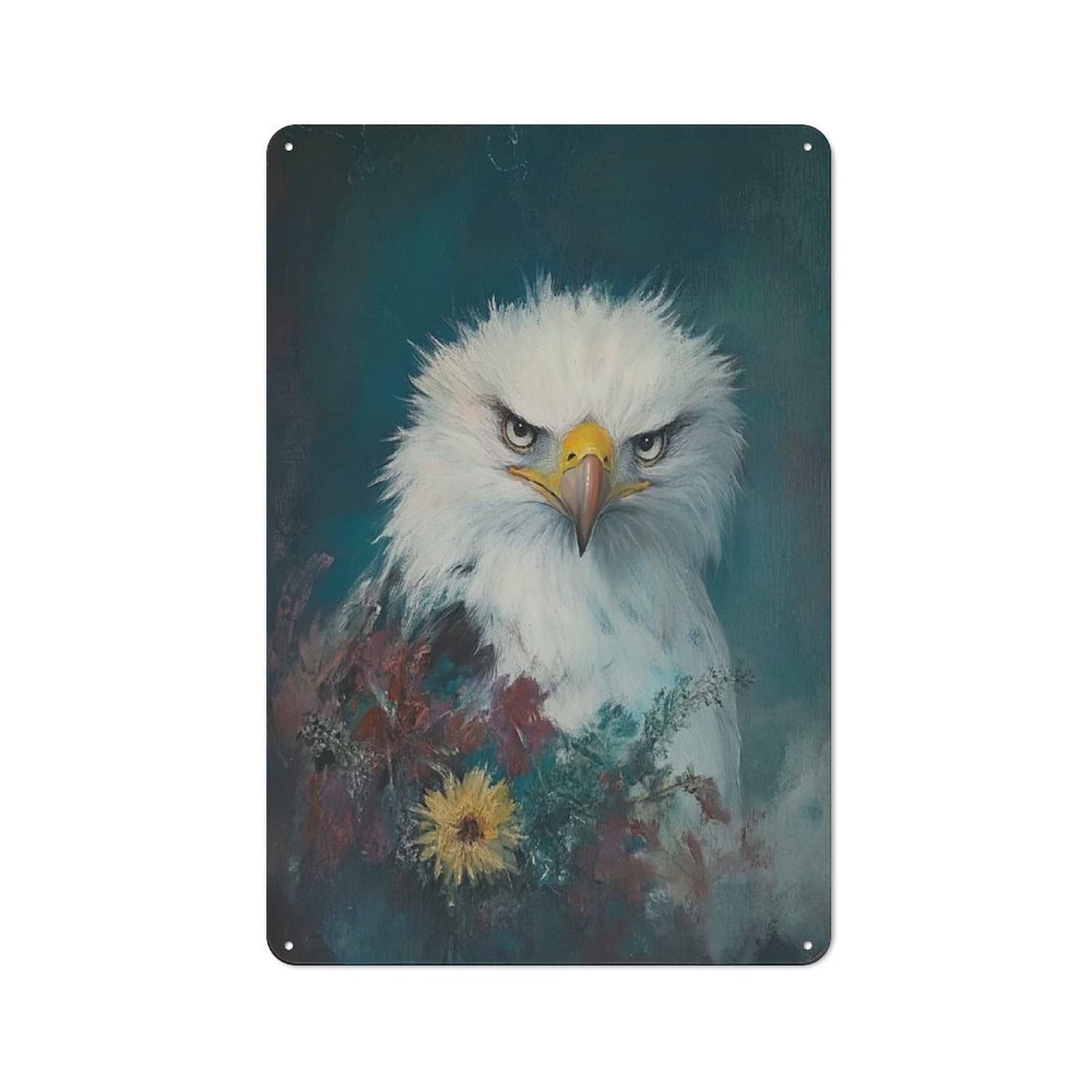 Junmoney Bald Eagle Portrait Metal Sign 30X20cm With For Hallway Wall, Rustic Decor, For Furnishing A New Hallway With Rustic Decor
