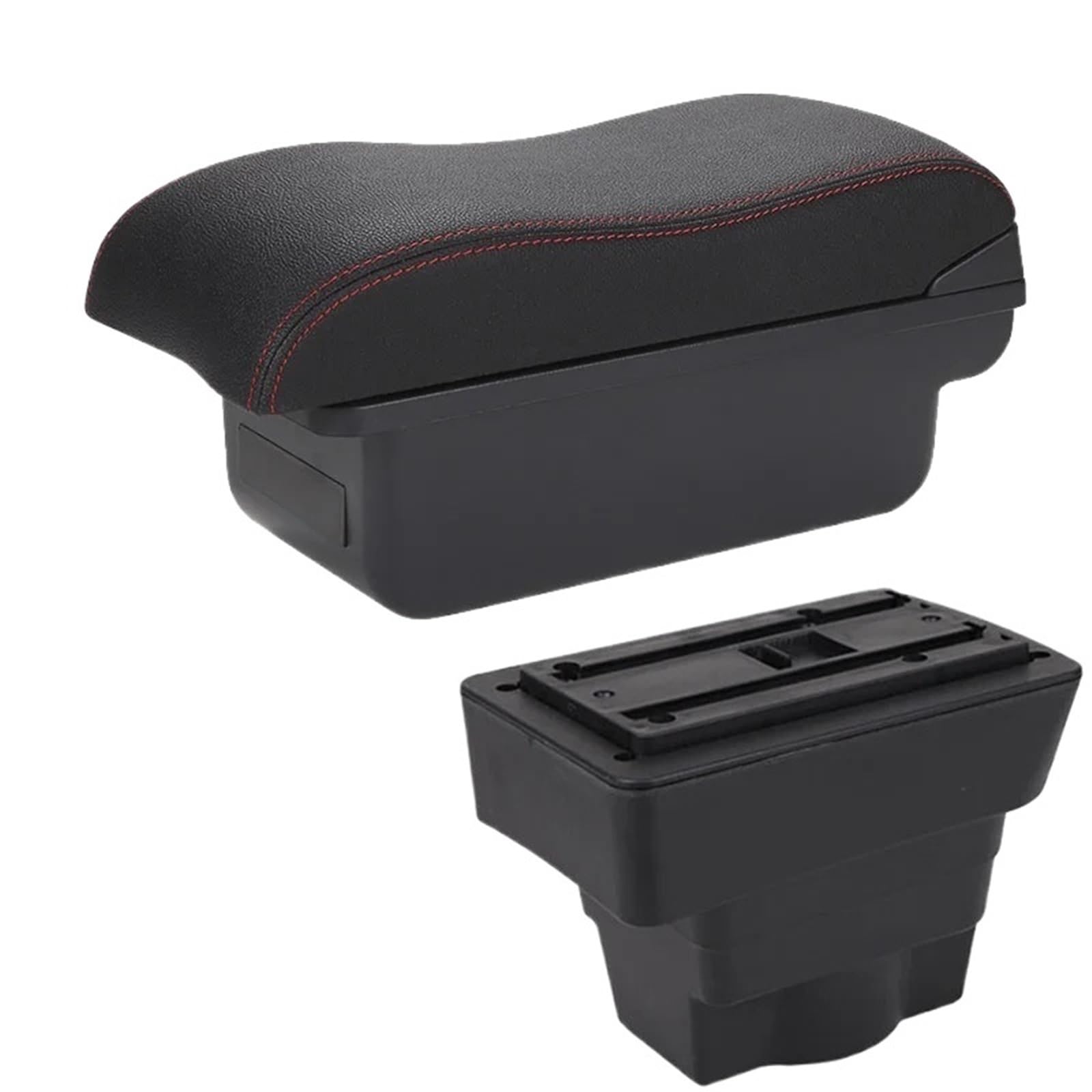 Car Armrest Cushion Fit For Opel Fit For Astra Fit For Armrest Box For Opel Astra J Car Armrest Box Curved Surface Storage Box(B1 Black red 3USB)