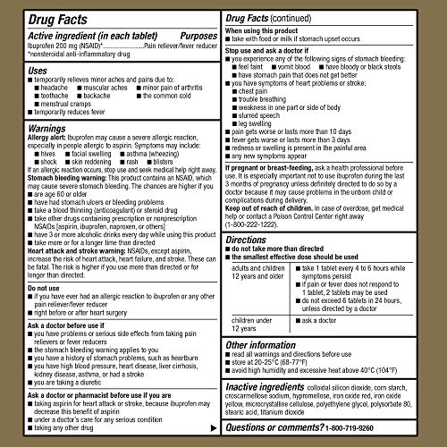 Image of GoodSense Ibuprofen 200 mg (NSAID) Tablets, 100 Count | Pain Reliever and Fever Reducer, Headache, Backache and Arthritis Pain, Menstrual Pain