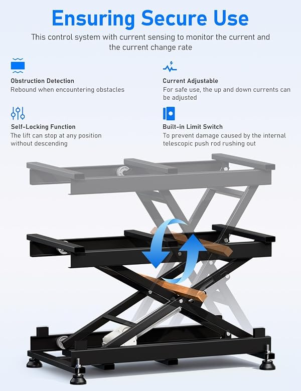 DIHOOL Electric Scissor Lift Table, 440Lbs Capacity, 8.07"-26.97" Height Adjustable Lifting Platform, Super Quiet with Remote & WiFi Control, Obstruction Detection, AC/DC Power for Home/Industrial Use by DIHOOL - Used condition - Image 6