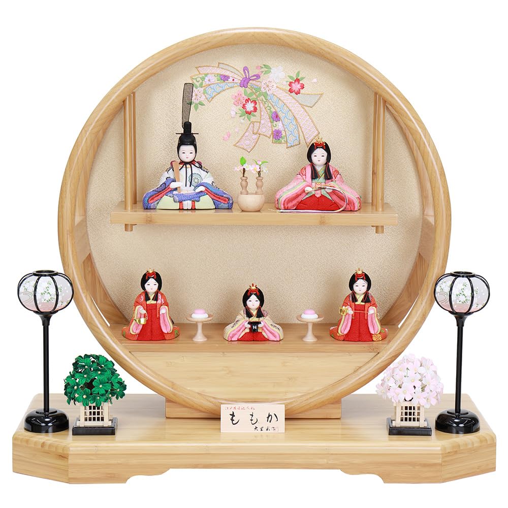 Amazon | 雛人形 コンパクト ミニ 白 丸形 お祝い ひな人形 円型飾り 5 