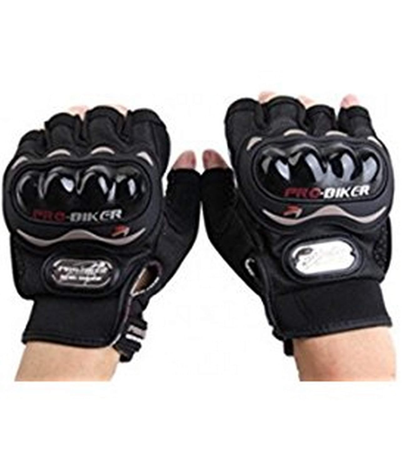 Riding Gloves for Men Bike Riders - Special Tactical Gloves with Rubber Knuckle Punch | Non-Slip Half Finger with Firm Padding Motorcycle Gloves (L, Black)-image-7