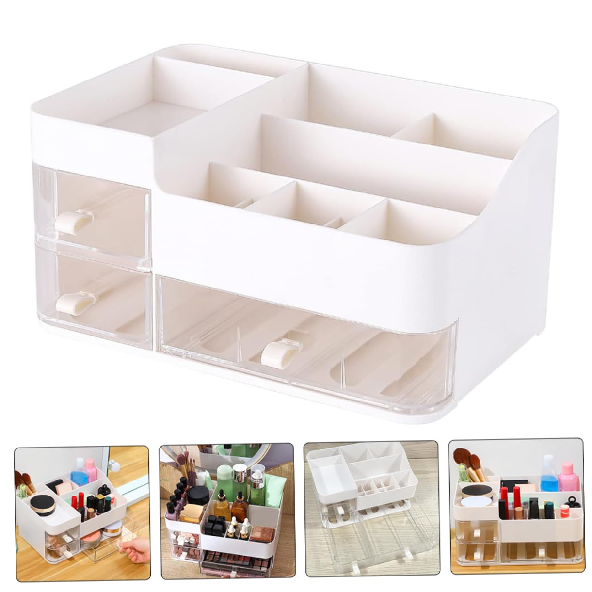 PACKOVE Portatrucchi Organizzatore Con Cassetti Trucchi Scrivania in Plastica Resistente Organizer Per Trasparente Per Vanità e