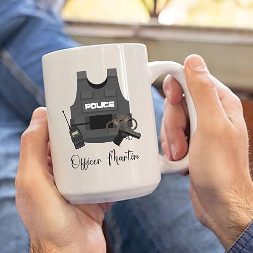 Miniatura 3 de Taza de policía personalizada, regalos para hombres, mujeres, policías, regalo de policía para oficial de policía, taza de café personalizada con
