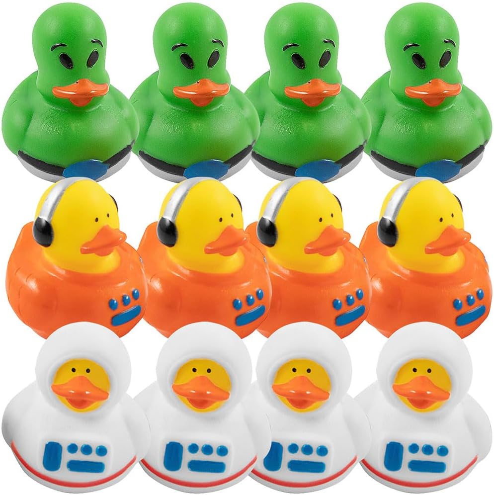 Space Adventure Astronaut and Alien Rubber Ducks (12 Duckies) Party Toys and Favors