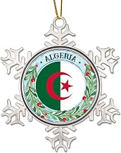 Algeria Ornaments Algeria National Country Flag Snowflake Ornament Metal Christmas Pendant World Travel Themed Personalized Christmas Ornament Home Owners Gift Ideas Christmas Tree Decor