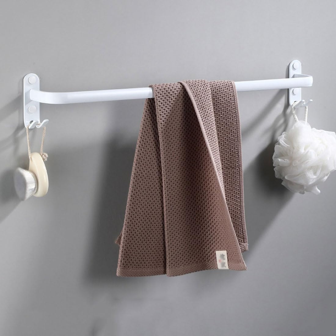 Nvdsivee White 1 Layer Towel Rack Holder Wall Mounted Space Aluminum Towel Rail Towel Bar Stands For Bathroom Hotel Kitchen (60Cm, )