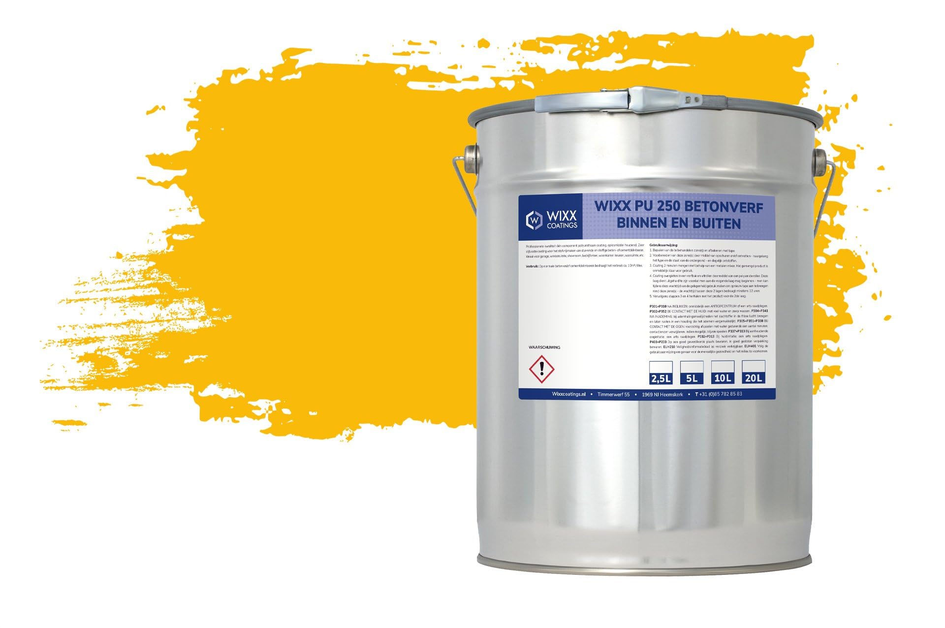 Wixx PU 250 Peinture Béton Intérieur & Extérieur - RAL 1023 | Jaune signalisation - 20L