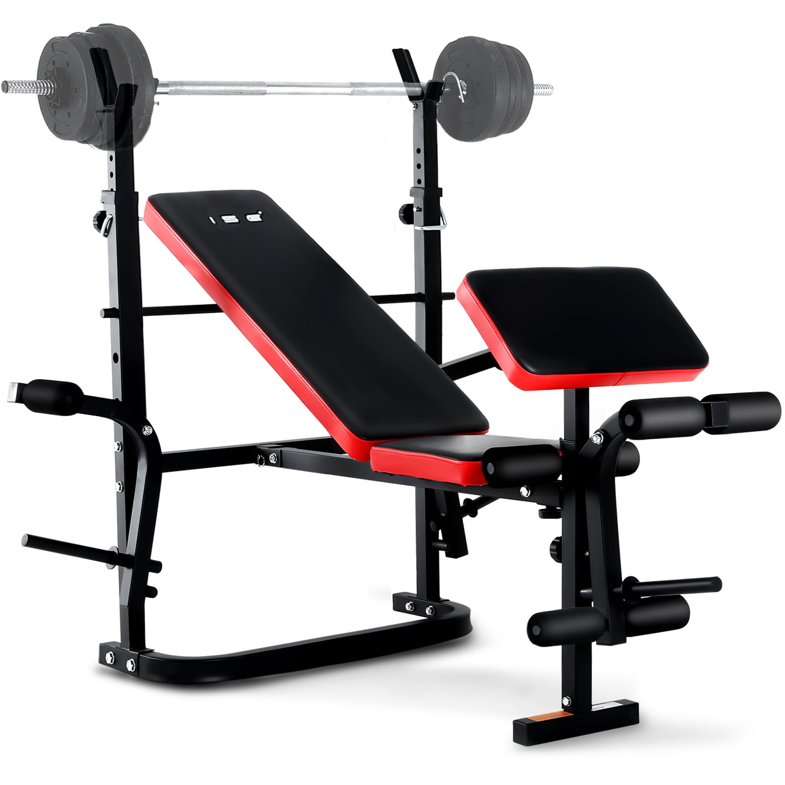 ISE Panca Multifunzione Palestra Casa, Panca Pesi Regolabile con Supporto Bilanciere Schienale Reclinabile Fitness per Allenamento a Casa