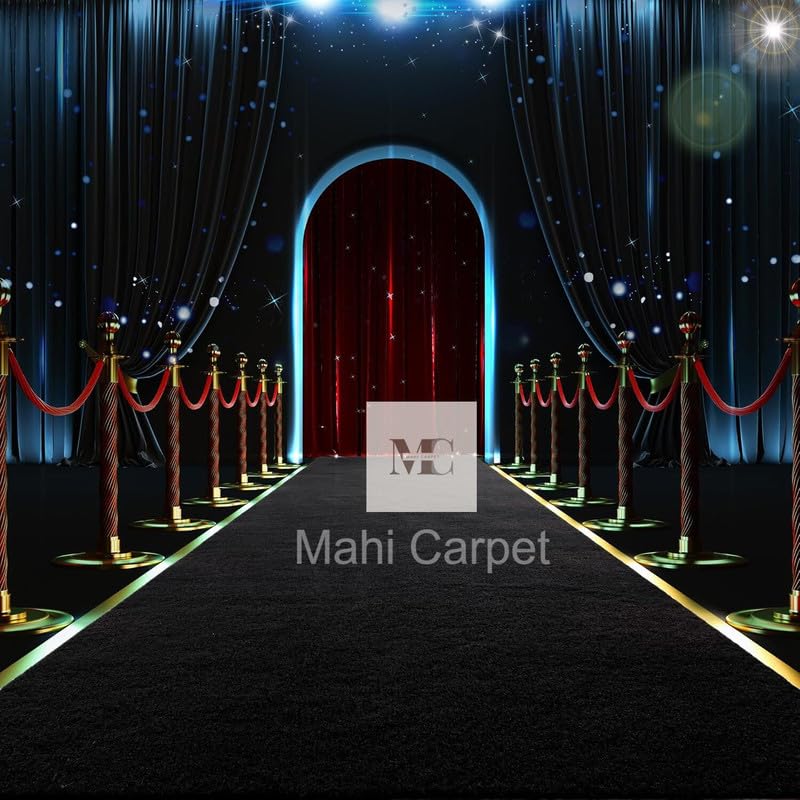 Image of 10x10 Feet Soft Nylon Washable Floor Mats for Home Decor, Hall, Functions, Gallery Runner Red Carpet for Entrance & Programmes Dark Grey Colour