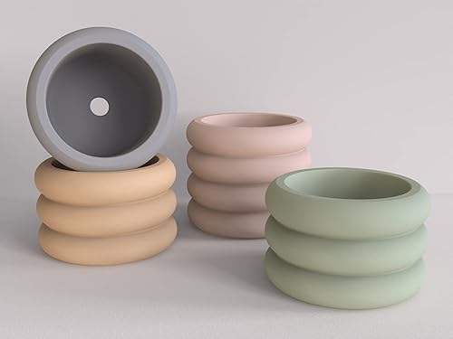 Miniatura 4 de Molde de silicona con forma de 3 anillas, molde de hormigón para suculentas, molde de resina epoxi, molde de cemento de arcilla, soporte para