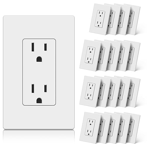 Vista 8 de CML - Receptáculo de pared decorativo de 15 amperios, paquete de 30 tomas de corriente estándar, resistente a manipulaciones, 15A/125V, 2 polos y 3