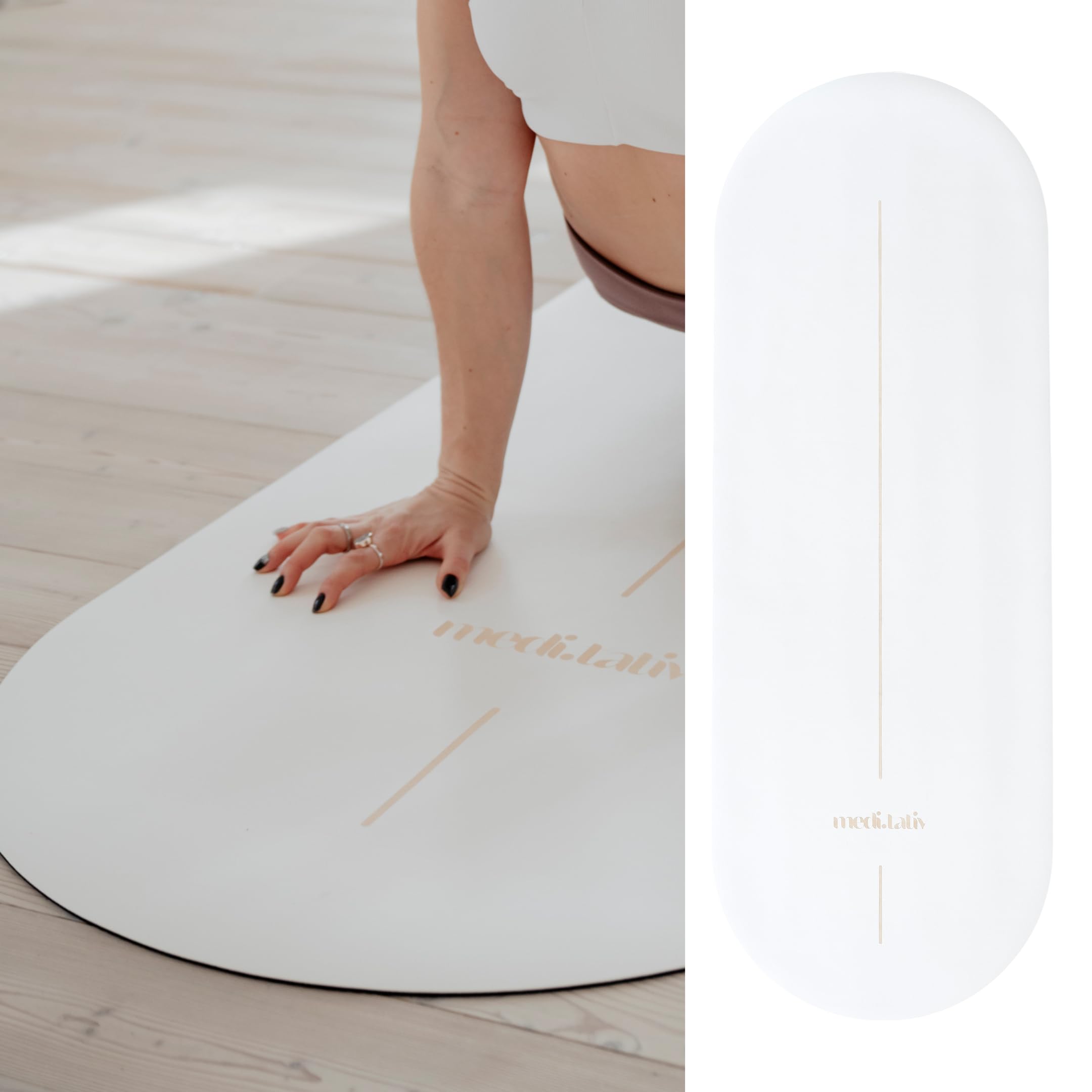 Ovale Yogamatte & Pilatesmatte in Kapselform | 190×68×0,42 cm | Gelenkschonend & Rutschfest aus Naturkautschuk | inkl. Tragegurt | TÜV geprüft & REACH zertifiziert
