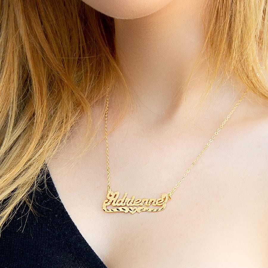 Elegant Designs 14K Gold Sterling Silver Personalized Script Nameplate Necklace - Single Nameplate Necklace - Customizable Handcrafted Jewelry for Women, Customized Name Word Necklace3
