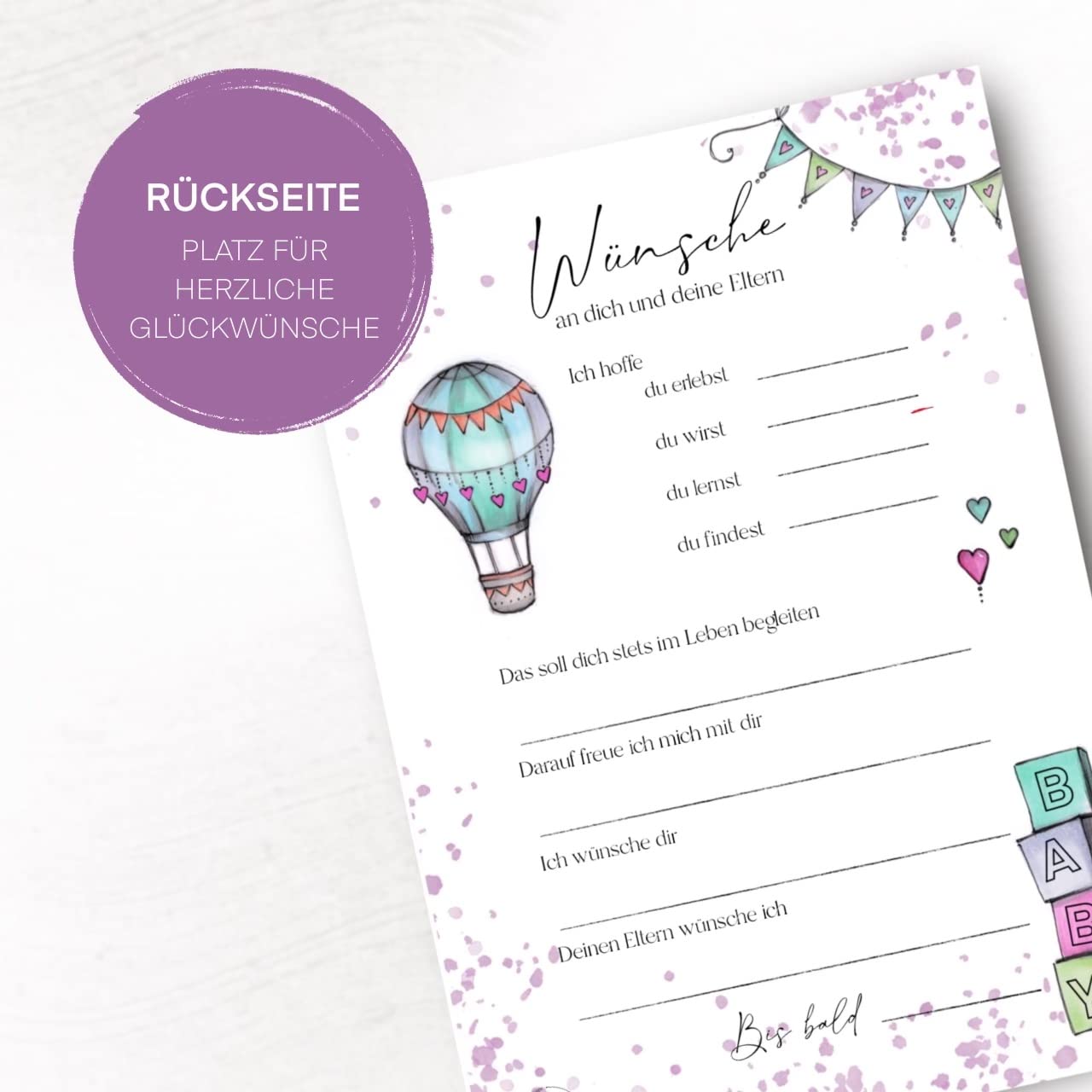 24 Biglietti Per Baby Shower Da Compilare – Formato A6, Fronte/Retro Con Giochi E Auguri, Carta Ecologica 300g/m², Per Feste Di Genere
