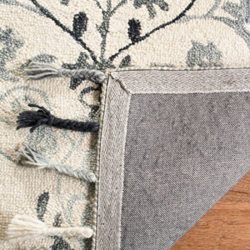 Image of Modern Floral Hand Tufted Loop Pile Carpet for Living Room & Bedroom Ivory & Multi Colour 7x10 Feet Carpet