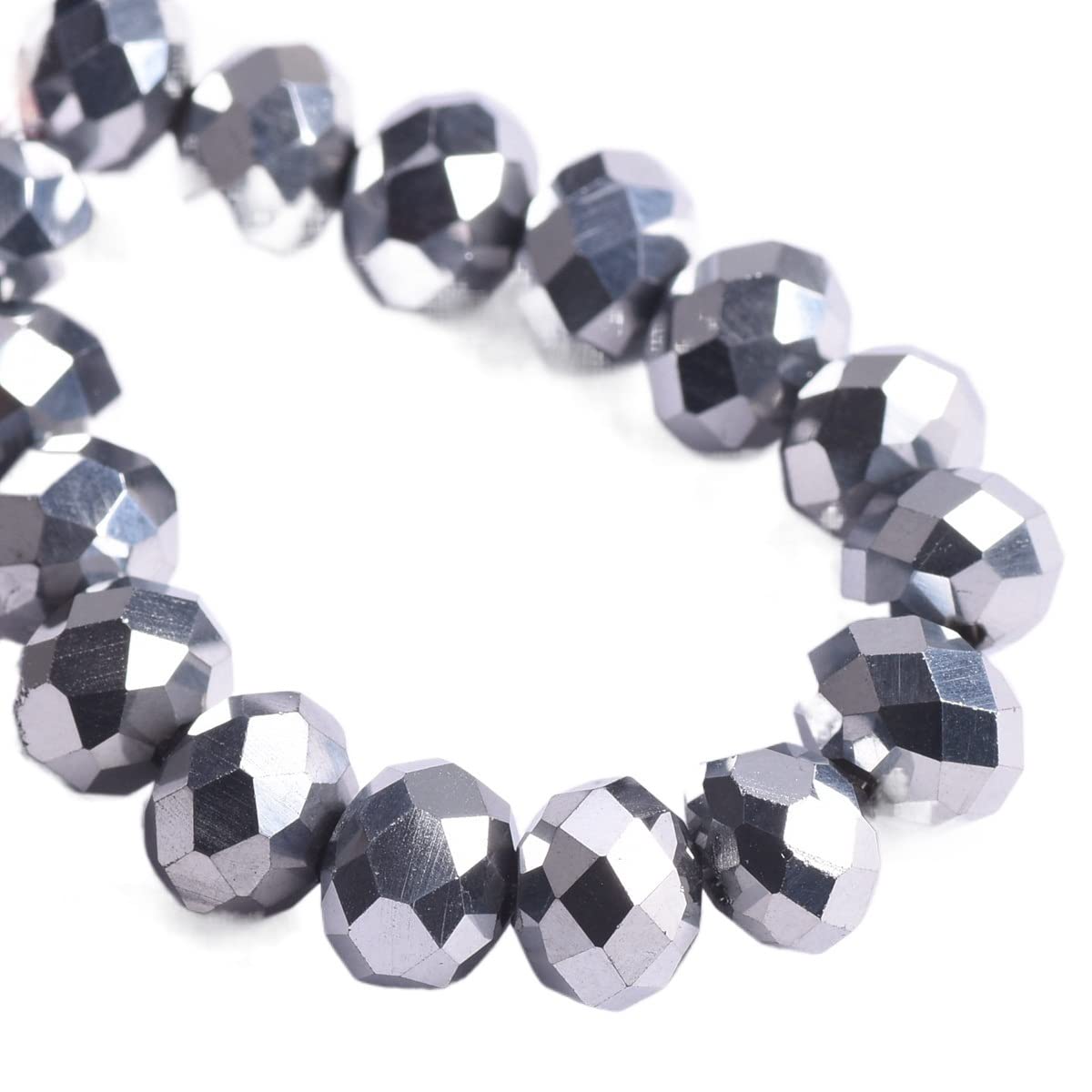 JINFEUGE Faceted Crystal Glass 3.0Mm 4Mm 6Mm 8Mm 10Mm 12Mm 14Mm 16Mm 18Mm Loose Spacer Beads,for Jewelry Making/Plated Sier Color/10 * 7Mm 20Pcs