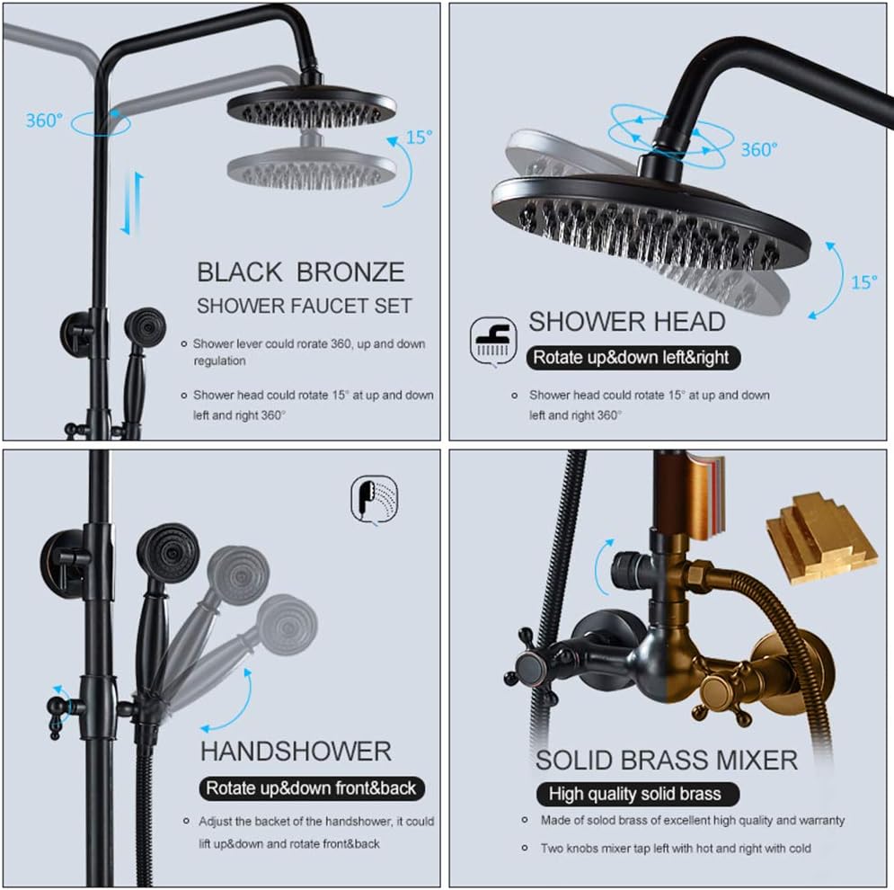 Oil Rubbed Nickel Adjustable Height Rainfall Shower System