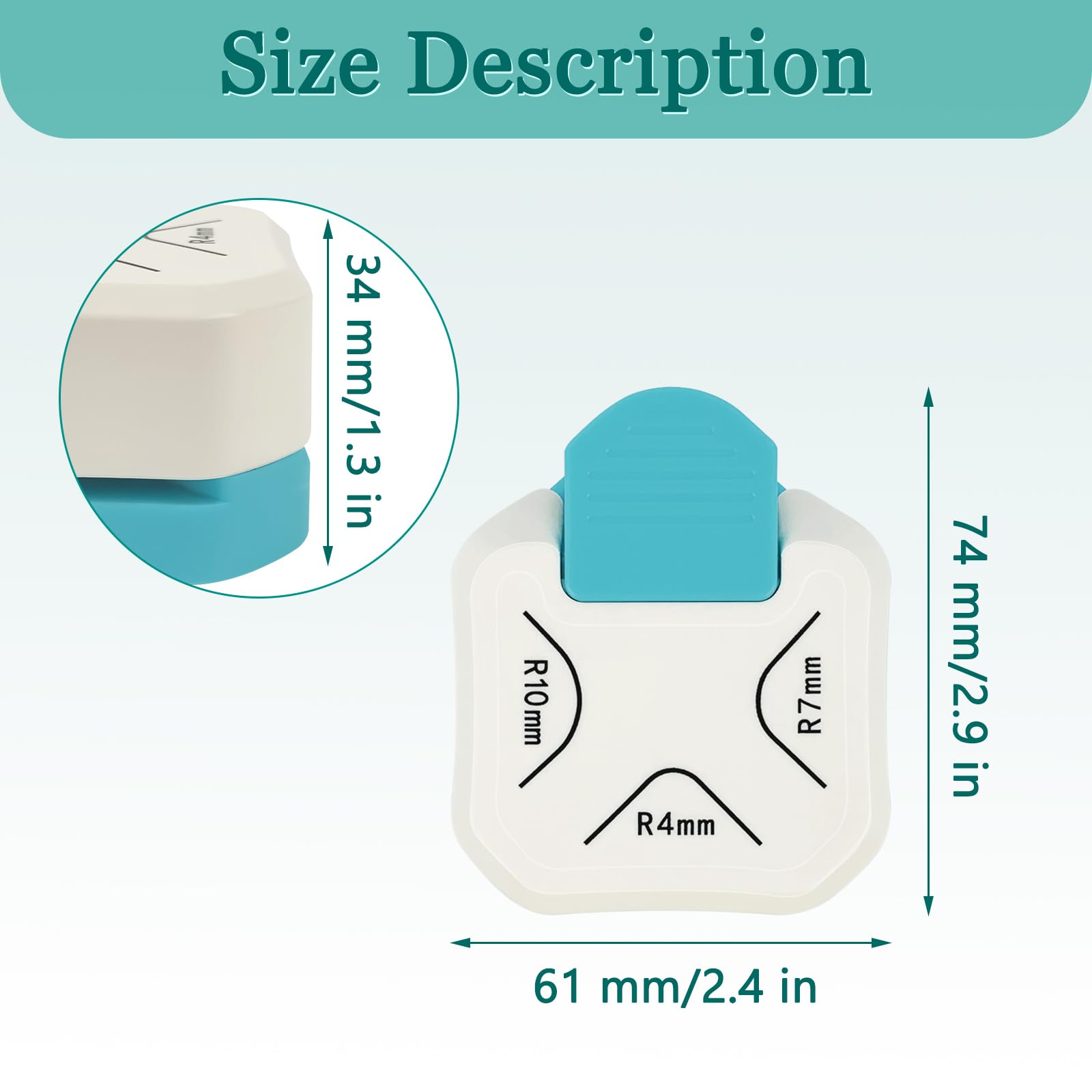 3 in 1 Corner Rounder Punch, R4mm+R7mm+R10mm, Corner Cutter Rounder for Cardstock, Paper Crafts, DIY Projects, Junk Journals, Photo Cards, Business Cards, and Scrapbooking