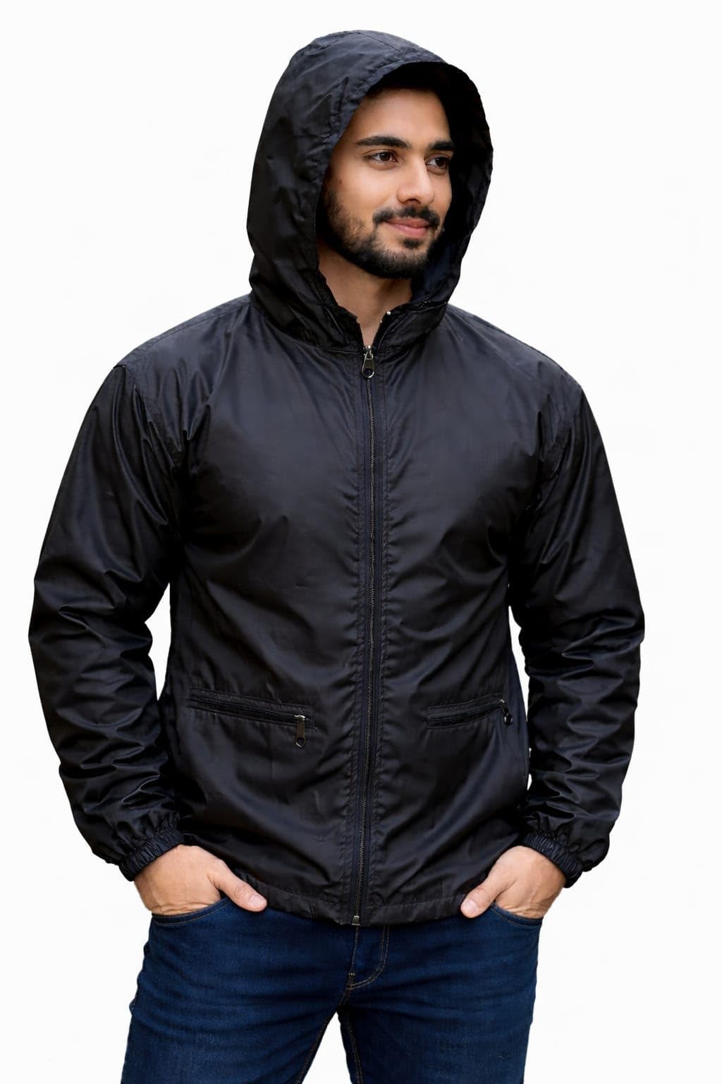 AND Nephar Men Hooded Rain Windcheater Jacket | Waterproof Lightweight Windbreaker | Outdoor Sports Travel Rain Jacket for Men in neutral