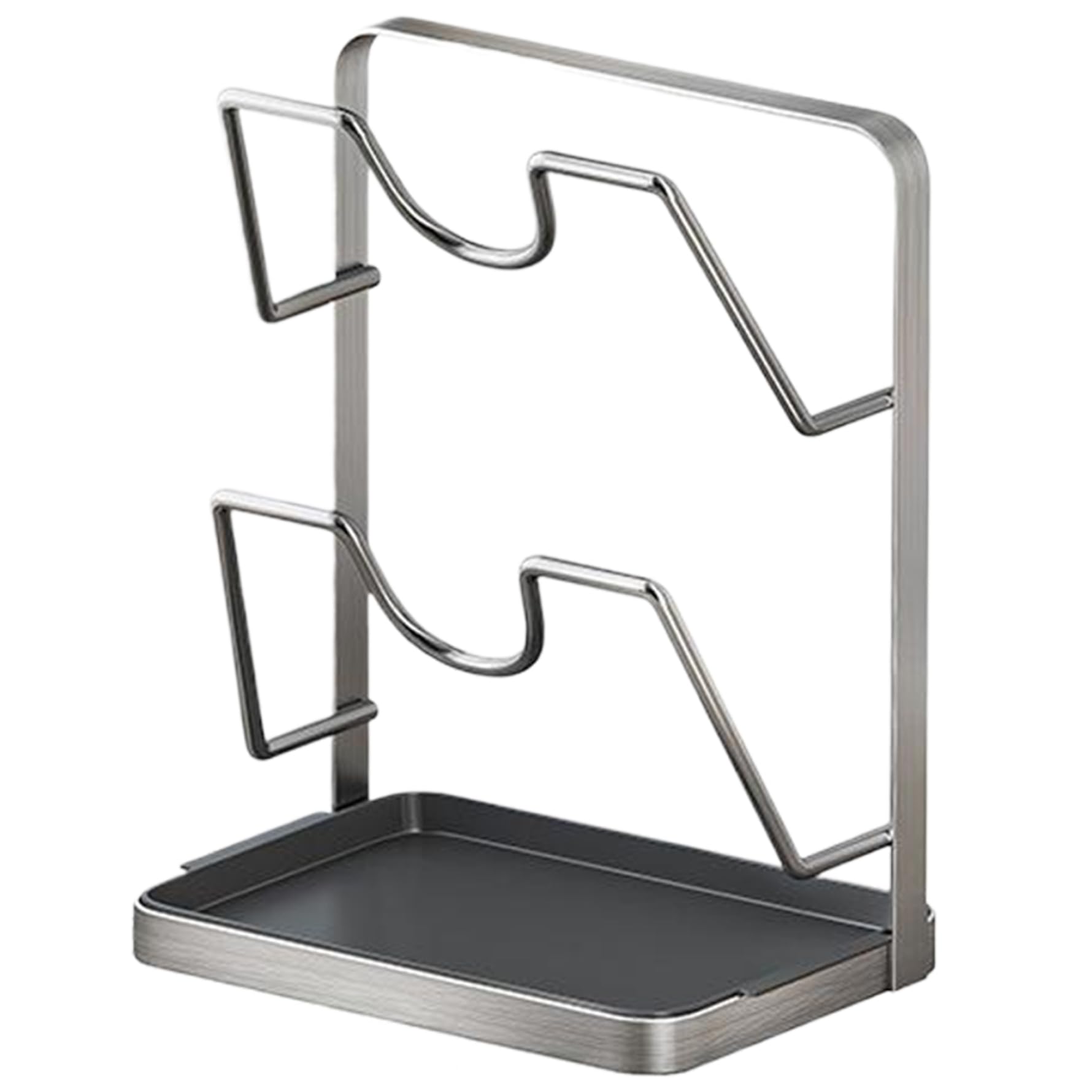 Faroby Pot Lid Organizer 2-Tier Stainless Steel Pot Lid Holder While Cooking with Detachable Spoon Rest Drip Tray