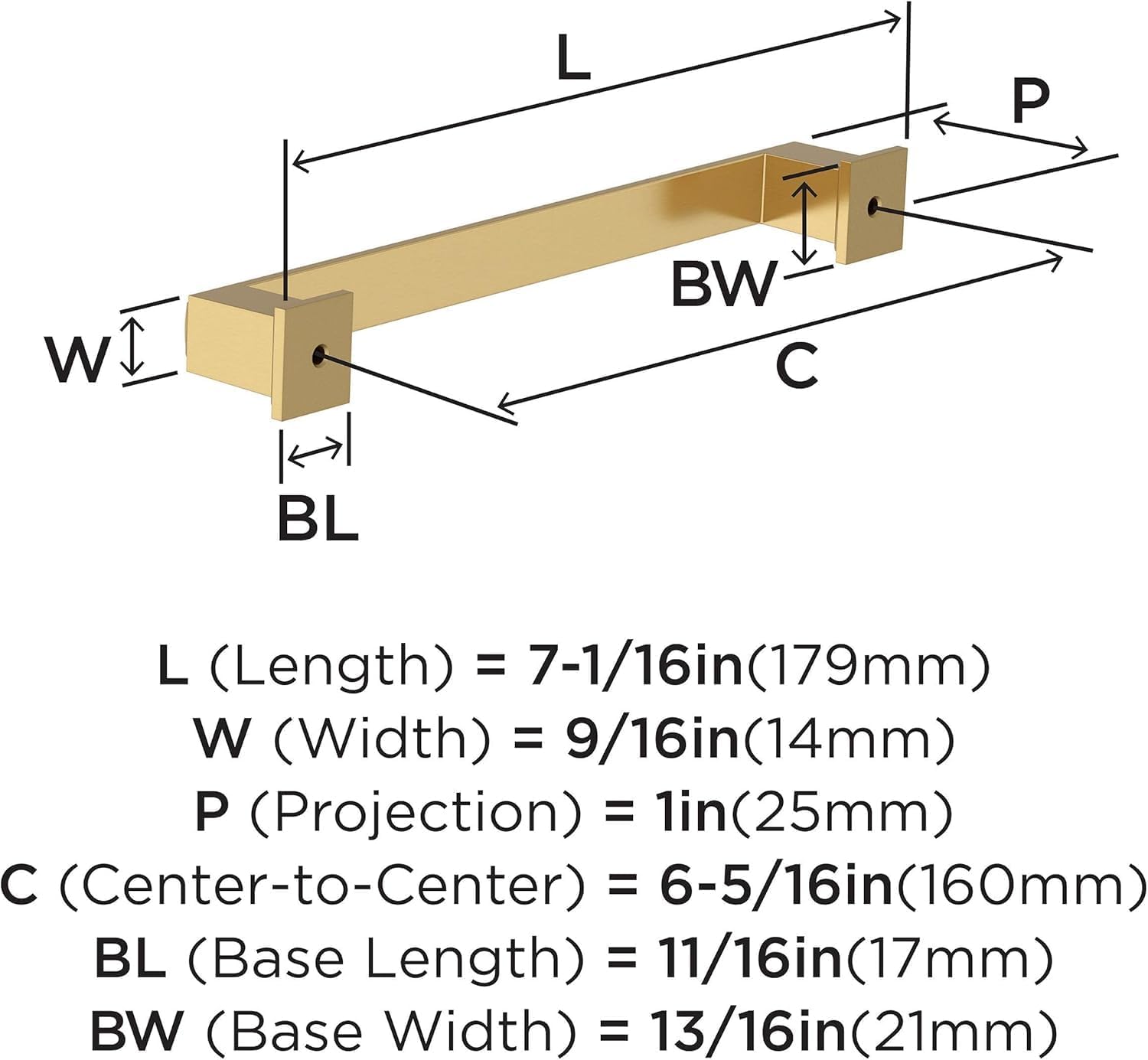 Amerock BP37360CZ | Champagne Bronze Cabinet Pull | 6-5/16 in (160 mm) Center-to-Center Cabinet Handle | Appoint | Drawer Pull | Kitchen Cabinet Handle | Furniture Hardware