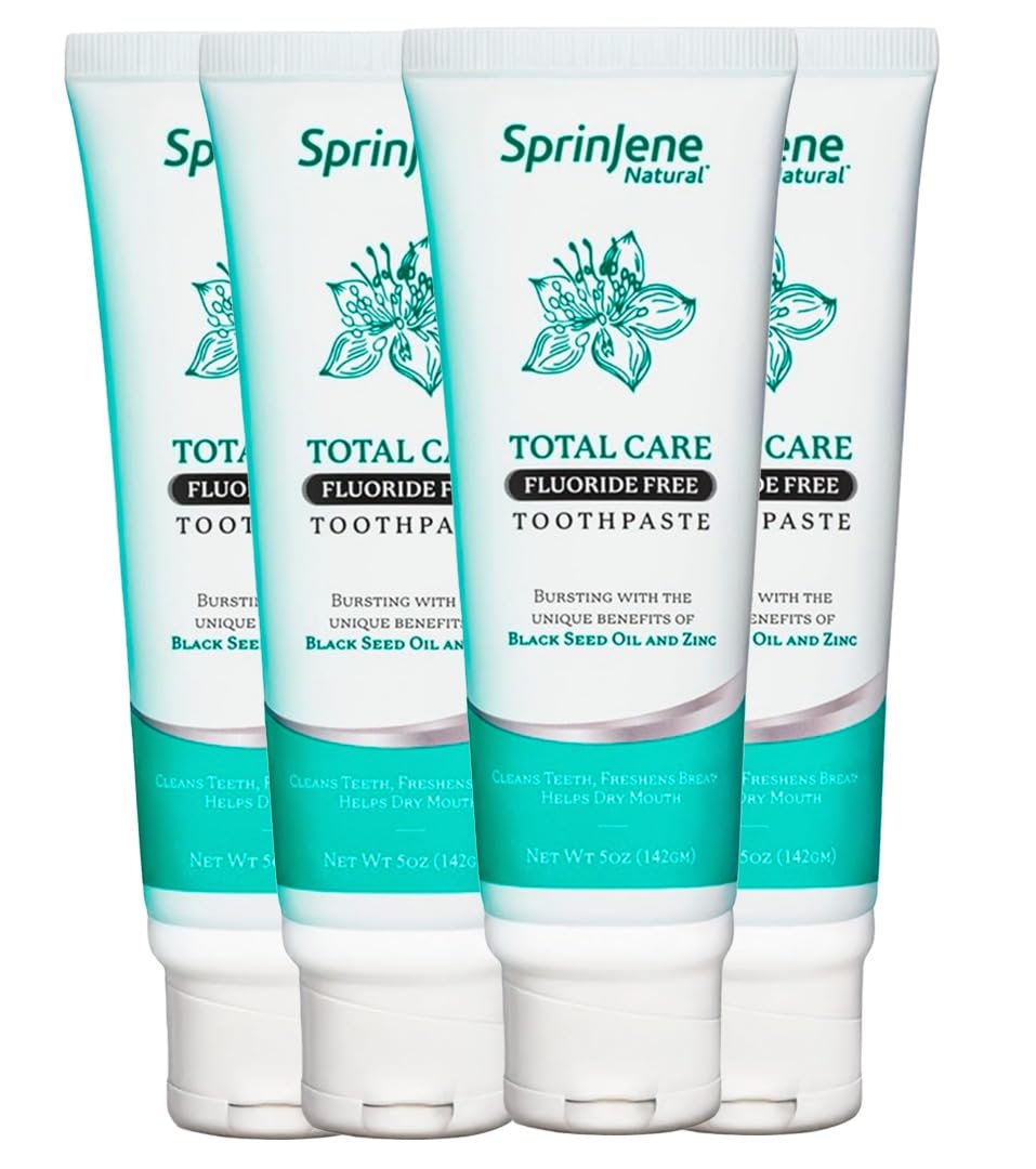 SprinJene Natural Total Care Fluoride Free Toothpaste Patented Formula with Black Seed Oil Zinc Dry Mouth Toothpaste for