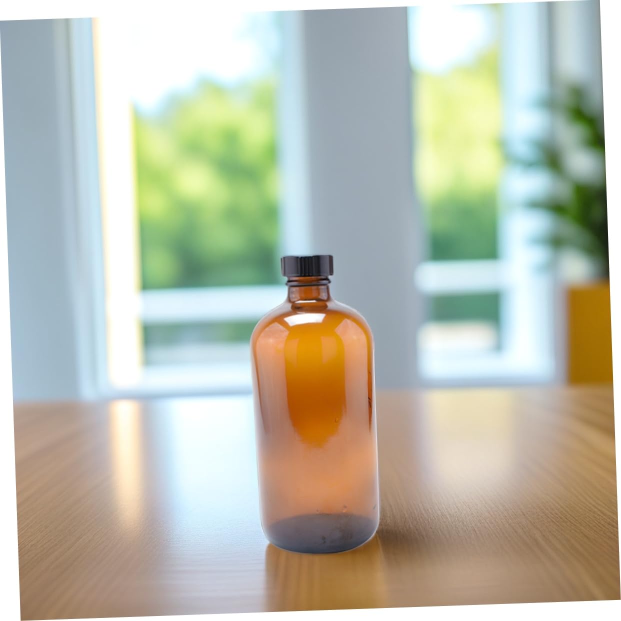Alipis 4pcs Condiment Containers Perfume Refillable Brown Glass Bottles Boston Round Lid