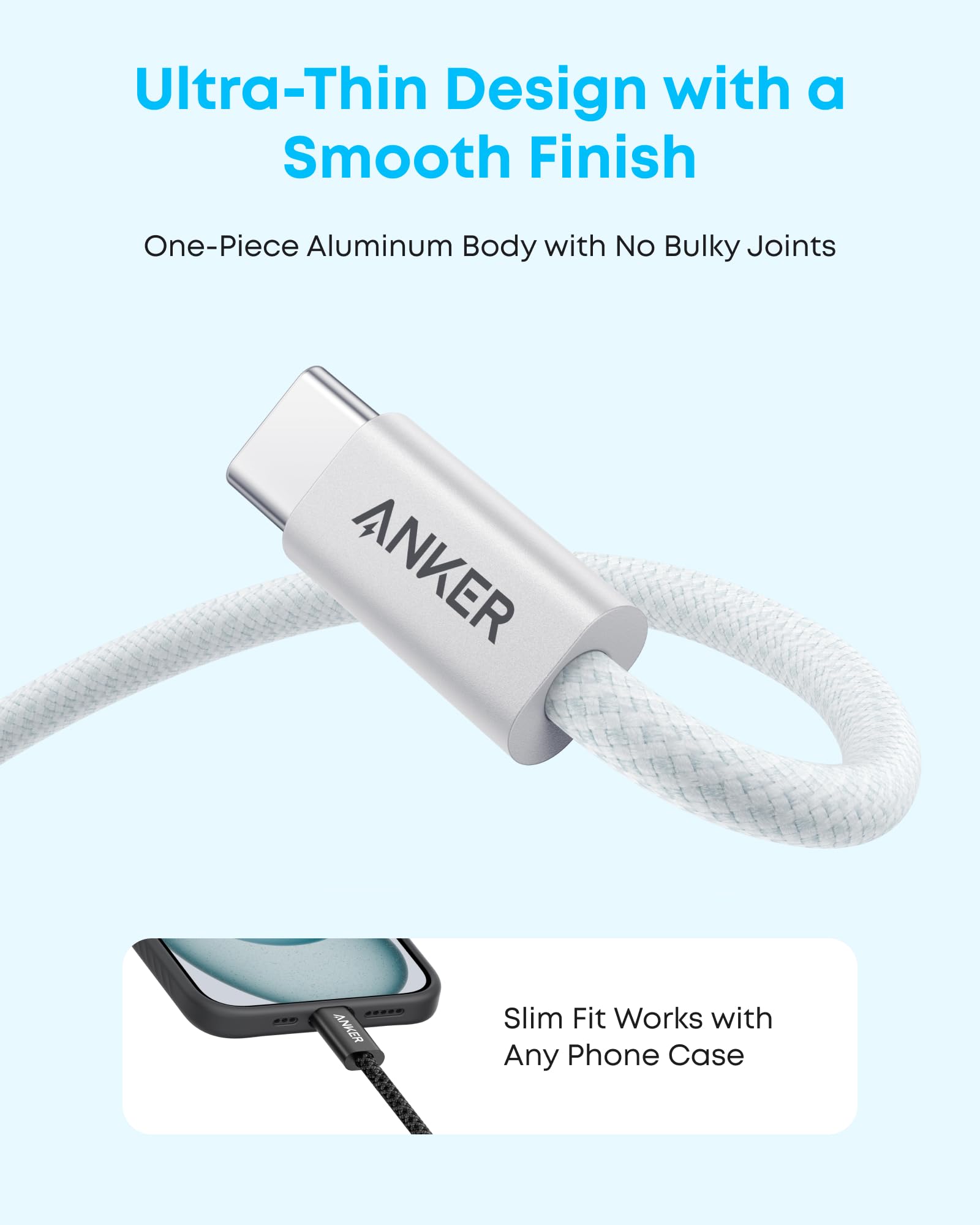 Anker Cavo USB C, Cavo USB C da 1 m, Cavo USB C in nylon, Cavo da USB a USB C per Samsung Galaxy S24 S23 S22 Ultra Note 20 iPhone 16 15 14 Pro Max iPad MacBook