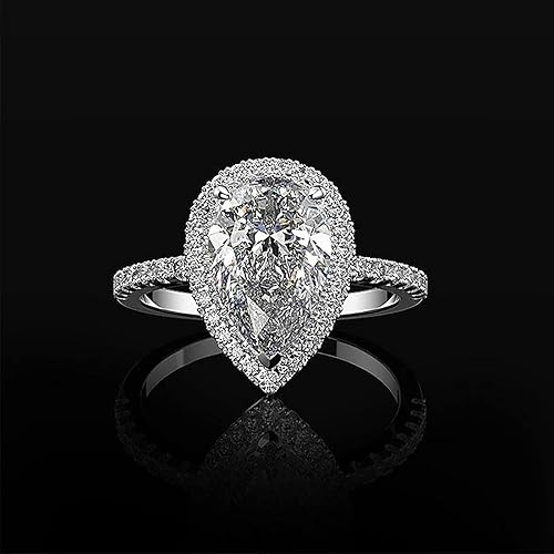 Miniatura 6 de Anillo de diamante hueco tallado en forma de agua brillante brillante en forma completa moda gota brillante puro amor anillos de diamantes